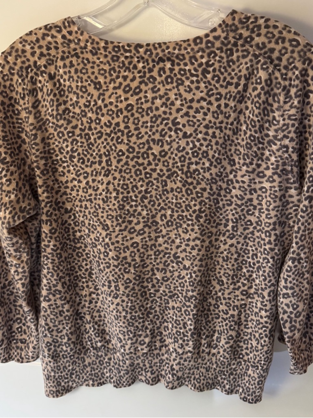 LOFT Neutral Leopard-Print Knit Cardigan - pre owned- size Medium - Pima Cotton - Picture 9 of 12